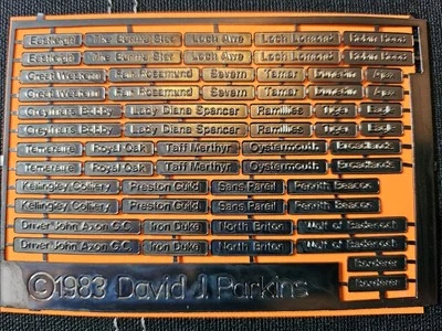 DAVID J PARKINS 4mm scale OO gauge etched nameplates - 30 pairs, Diesel and Electric.