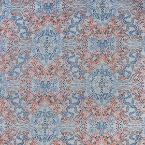 Leaf Vine Blue Pink AMERICAN Cotton Drapery Pillow Upholstery Sewing Fabric BTY - Picture 1 of 7
