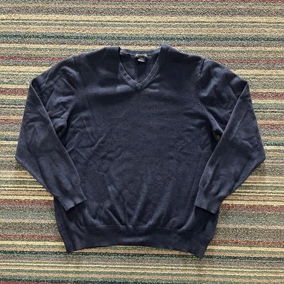 Винтажный мужской свитер Antigua L темно-синий толстый вязаный пуловер сделано в США - Изображение 1 из 4