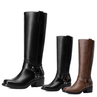 Botas hasta la rodilla con cremallera lateral para mujer Foto 1 de 4