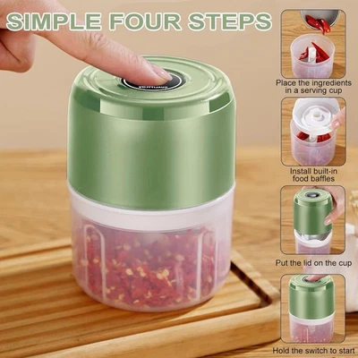 100/250ml Electric Garlic Chopper Vegetable Food Slicer Grinder Blender Crusher - Image 1 of 4