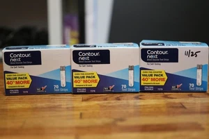 Paquete de 3 - Tiras reactivas de glucosa en sangre Contour Next 70 unidades exp 11/25 o mejor - Imagen 1 de 2