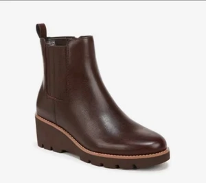 Vionic Aria Wedge Ankle Bootie Boot Dark Brown Leather Women's Size 10 NEW - Picture 1 of 9