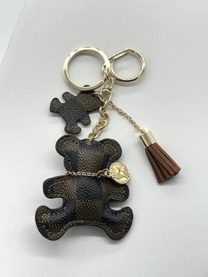 Impresionante, encanto de bolso de oso a cuadros marrón, llavero Foto 1 de 2