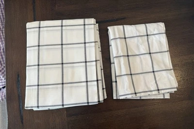 Sábana plana y funda de almohada Pottery Barn Teen Boxter Twin XL ventana de algodón Foto 1 de 3