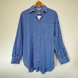 Thakoon Shirt Gr. Small blau weiß maritim Streifen Oversize Kragen Tunika Shirt - Bild 1 von 10