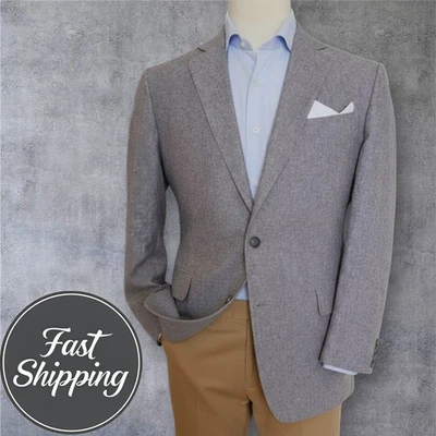 STAFFORD Mens Blazer Sport Coat LINEN/COTTON 44R Gray Two Button Jacket - Image 1 of 4