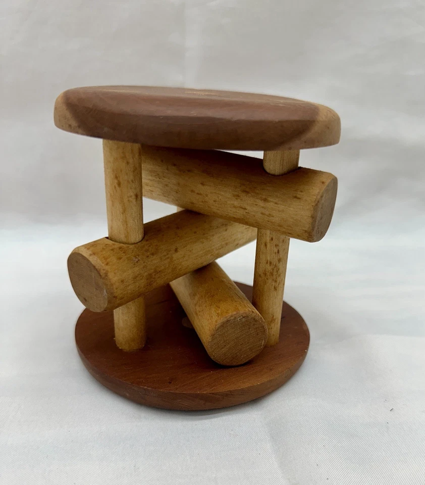 "Rompecabezas de madera artesanal vintage decoración de arte popular 4,5""" Foto 1 de 4