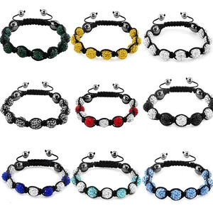 Women Crech Crystal Clay Disco Friendship Bead Shamballa Bracelects Ladies - Picture 1 of 24