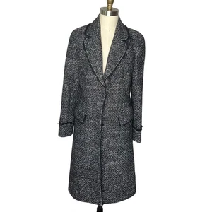 Lafayette 148 Women's Boucle Tweed Black and White Longline Jacket Size 8 - Picture 1 of 8