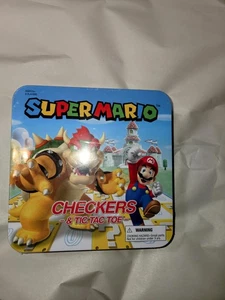 Super Mario Checkers & Tic Tac Toe Tin Game Nintendo Sealed - Picture 1 of 2