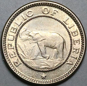 Moneda de 1/2 centavo Liberia 1941 elefante palmera africana AU (25090104R) - Imagen 1 de 2