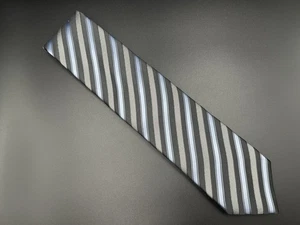 Corbata de seda a rayas diagonales negra y azul Ermenegildo Zegna - Imagen 1 de 6