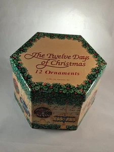 VINTAGE 12 DAYS OF CHRISTMAS BOXED ORNAMENTS HAND PAINTED PAPER MACHE - Picture 1 of 13