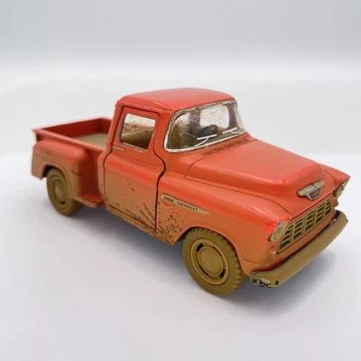 1955 Chevy Stepside Pick-Up Diecast Truck 1:32 Model Orange Kinsmart Vintage Toy - Image 1 of 4