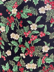 Cranston Prints Works Co HollyBerries Christmas BTY By The Yard X 43 in - Picture 1 of 6