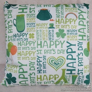 NEW ST PATRICK'S DAY THROW ACCENT PILLOW 16" X 16" SHAMROCKS RAINBOWS BEER PINTS - Picture 1 of 3