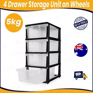 4 Drawer Storage Unit on Wheels Storage Organization Container Tub Home Clothes - Picture 1 of 3