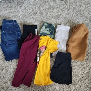Bundle of Kids 7/8 Size Clothing 2 Tops and 6 Bottoms - Picture 1 of 17
