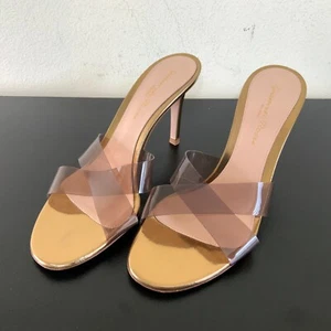 Sandalias Gianvito Rossi Tacones Plexi Dorado Metálico Talla 35.5 Hechas en Italia Usadas en Excelente Condición - Imagen 1 de 13