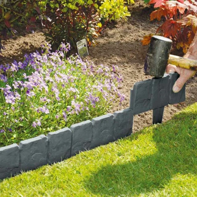Parkland 30004p Lawn Edging Plant Border Grey Stone - 10 Pieces