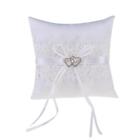 White Satin Bowknot  Bearer Holder Pillows with Heart for  Wedding