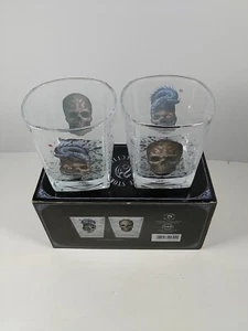 anne stokes collection set of 2 Tumblers, Rock Glasses Skull Design - Picture 1 of 13