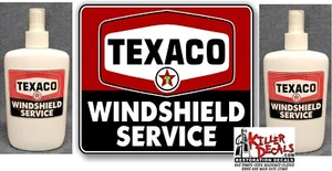 (TEXACO KIT) 9" TEXACO AUFKLEBER & 2 FLASCHEN WINDSCHUTZSCHEIBE BOX KIT GAS ÖL - Bild 1 von 1