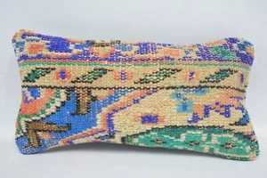 Vintage Kilim Pillow, Pillow Cover, Vintage Pillow, 8"x16" Beige Cushion Case - Picture 1 of 6