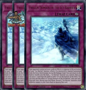 Yugioh! 3x Frozen Domain of the Ice Barrier BLTR-EN008 ultra raro primera edición casi nuevo - Imagen 1 de 1