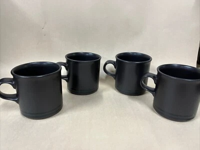 Pfaltzgraff  Black Mug Set Of 4 Made In USA Midnight Sun Coffee Cup - Imagem 1 de 4