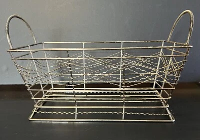 French Country Chic Gold Metal Basket w/Handles Diamond Pattern 14”Lx7”Wx6”H - Image 1 of 4