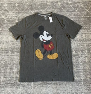 Old Navy Herren L T-Shirt Mickey Mouse Grau Kurzarm Neu mit Etikett J9 - Bild 1 von 5