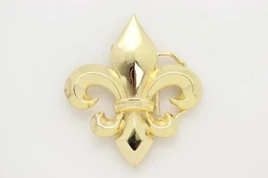 Men Women Gold Color Metal Belt Buckle French Symbol Fleur De Lis Lily Flower - Picture 1 of 10