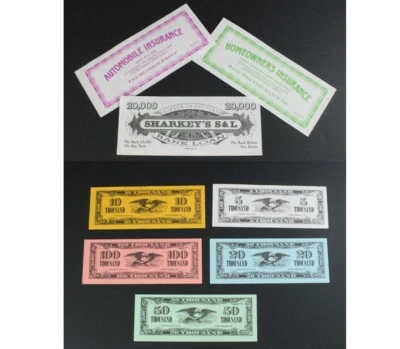 The Game of Life Dinero de Juego, Seguro, Papeles de Repuesto de Préstamo - Milton Bradley Foto 1 de 3