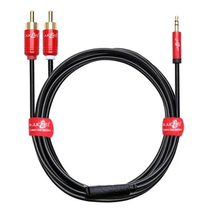 JuicEBitz® Premium Twin 2 x RCA to 3.5mm Jack Cable Lead - LIFETIME WARRANTY