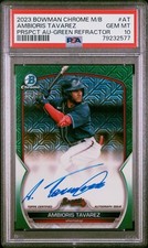Ambioris Tavarez 2023 Bowman Chrome Mega Box Green Mojo Auto Card 82/99 PSA 10