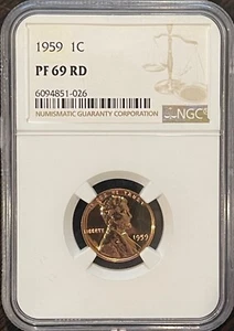 1959 P 1C Proof Lincoln Memorial Cent NGC PF 69 RD Vibrant Red! - Picture 1 of 2