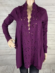 Sleeping on Snow Cardigan Sweater Small Burgundy Wine Color Wool Blend BOHO Chic - Picture 1 of 12