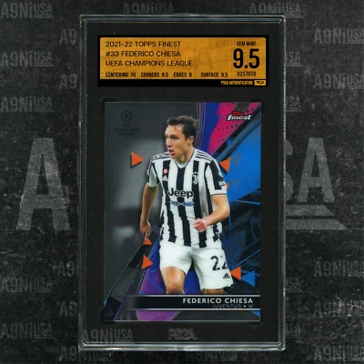 2021-22 TOPPS FINEST UEFA C/L #33 FEDERICO CHIESA JUVENTUS PSGA 9.5 GEM MINT - Image 1 of 3