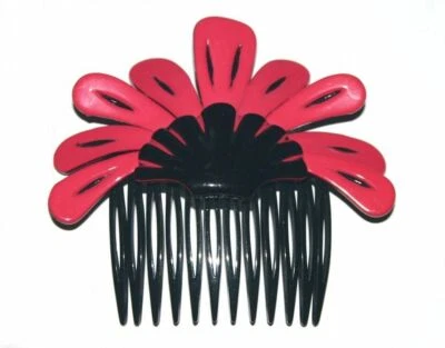 Peines laterales de lujo con flores tropicales de crucero por el mar para mujer franceses nuevos hechos en Francia Foto 1 de 4