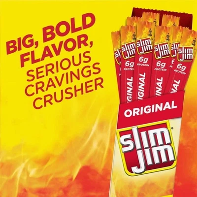 Palitos de bocadillo ahumados Slim Jim Giant, originales, aptos para ceto .97 OZ 24 unidades Foto 1 de 3