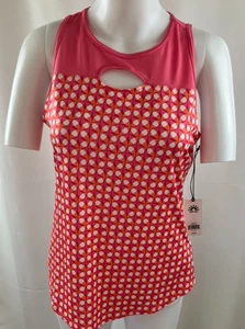 Jofit Womens KeyHole Golf Shirt Sleeveless  Tank Top Pink Print Size Med New - Picture 1 of 5