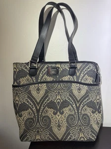 ~13" Liz Claiborne Arbeitstasche Randa Gepäck Laptoptasche Stoff blau & grau - Bild 1 von 21