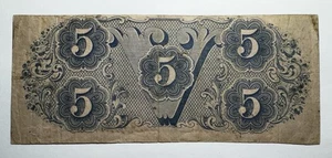 1862 $5 Confederate States of America Note CS-53 - Picture 1 of 2
