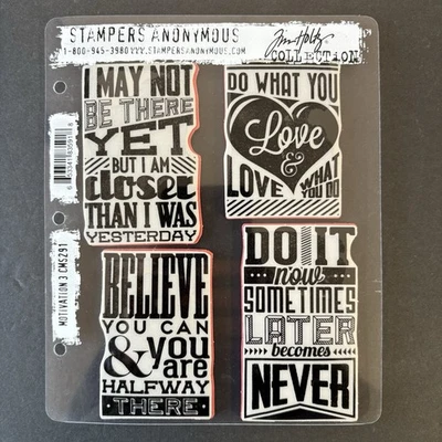 Estampillas de goma de Tim Holtz sentimientos de motivación sin entintar *Leer* UM adhesivas CMS291 Foto 1 de 4