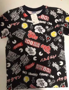 New with Tag PAC-MAN All-Over Print T-Shirt – Black, Size L, Retro 80s Style - Picture 1 of 4