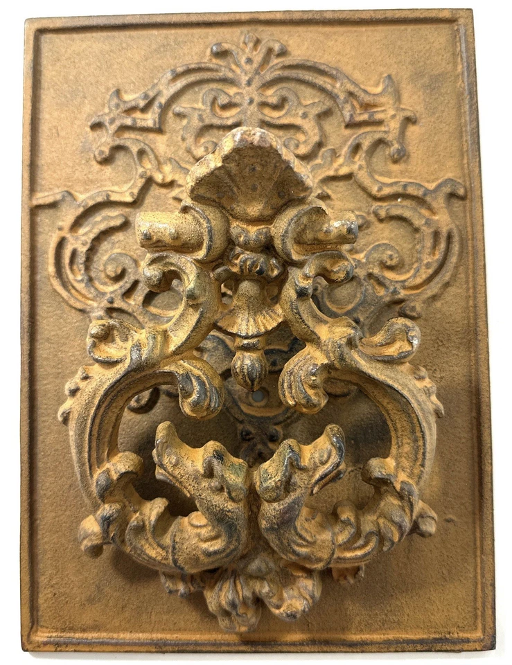Vintage Style Cast Iron Ornate Wall Door Knocker Plaque | Victorian Rococo - Image 1 of 4