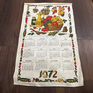 Calendario toalla de té vintage 1972 diseño vegetal - Imagen 1 de 13