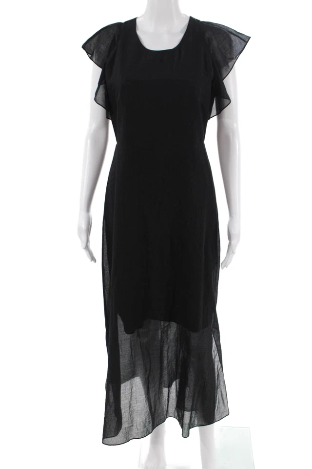 Vestido Theory Feminino Maxi Preto com Zíper Gola Redonda Longo Tamanho 6 - Imagem 1 de 4